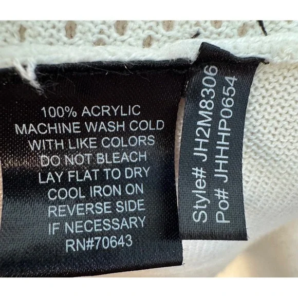 Ivory Knit Dress Short Sleeve Mock Neck Diamond Pattern‎ L - Picture 9 of 10